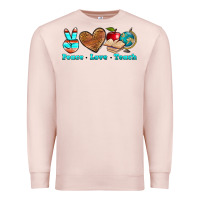 Pale Pink peace love teach Premium Sweatshirt - NancyCooperArtShop