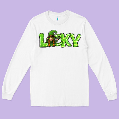 St Patricks Day Lucky Gnome Long Sleeve Tee Designed By Jasminsmagicworld