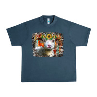 Midnight Navy sunflower sheep Urban Heavy Tee - RacoonDesign