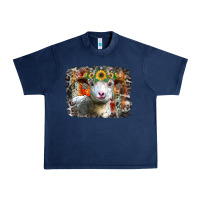 Navy sunflower sheep Urban Heavy Tee - RacoonDesign