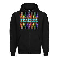 Black Teacher Crayons Zipper Hoodie - LillyAllenDesigns