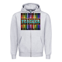 Heather Grey Teacher Crayons Zipper Hoodie - LillyAllenDesigns