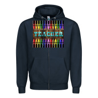 Navy Teacher Crayons Zipper Hoodie - LillyAllenDesigns