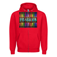 Red Teacher Crayons Zipper Hoodie - LillyAllenDesigns