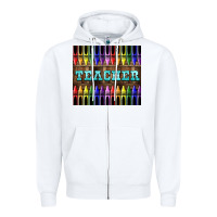 White Teacher Crayons Zipper Hoodie - LillyAllenDesigns