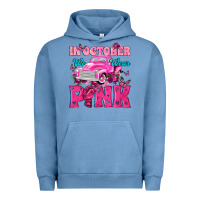 Pigment Pebble Blue In October We Wear Pink Truck Urban Hoodie - texasbilliewilder