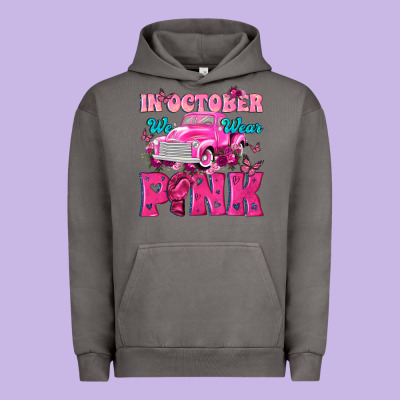 In October We Wear Pink Truck Urban Hoodie Designed By Texasbilliewilder