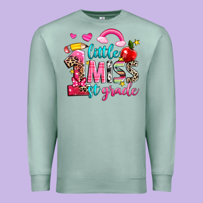 Little Miss First Grade Premium Sweatshirt Designed By Nancycooperartshop