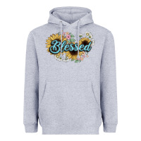 Heather Grey blessed Heavyweight Hoodie - NancyCooperArtShop