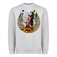 Heather Grey Halloween Horseshoe Heavyweight Sweatshirt - CowhideDigitalArt
