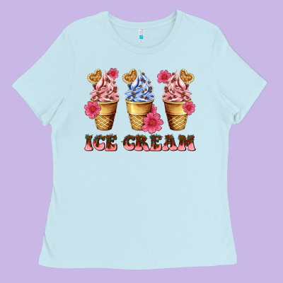 Floral Ice Cream Ladies Tee Designed By Adodesignshop