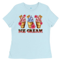 Baby Blue floral ice cream Ladies Tee - AdoDesignShop