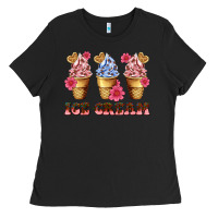 Black floral ice cream Ladies Tee - AdoDesignShop