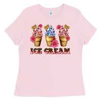 Bubblegum Pink floral ice cream Ladies Tee - AdoDesignShop