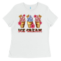 White floral ice cream Ladies Tee - AdoDesignShop
