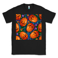 Black halloween pumpkin and candy seamless pattern Classic Tee - BundleAndBundleShop