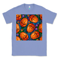 Colony Blue halloween pumpkin and candy seamless pattern Classic Tee - BundleAndBundleShop
