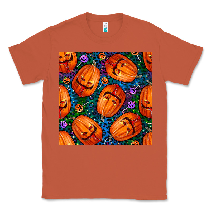 Halloween Pumpkin And Candy Seamless Pattern Classic Tee by BundleAndBundleShop | Teevron