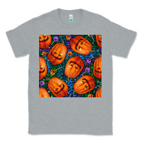 Heather Grey halloween pumpkin and candy seamless pattern Classic Tee - BundleAndBundleShop