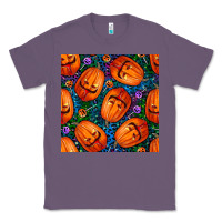 Lavender halloween pumpkin and candy seamless pattern Classic Tee - BundleAndBundleShop