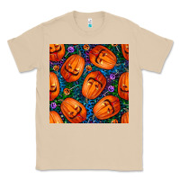 Mushroom halloween pumpkin and candy seamless pattern Classic Tee - BundleAndBundleShop