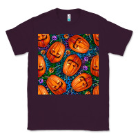 Plum halloween pumpkin and candy seamless pattern Classic Tee - BundleAndBundleShop