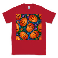 Red halloween pumpkin and candy seamless pattern Classic Tee - BundleAndBundleShop