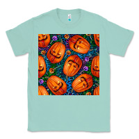 Seafoam halloween pumpkin and candy seamless pattern Classic Tee - BundleAndBundleShop