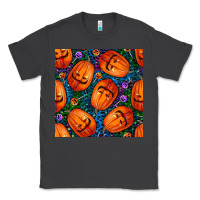 Smoke halloween pumpkin and candy seamless pattern Classic Tee - BundleAndBundleShop