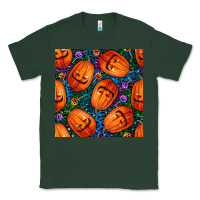 Sports Green halloween pumpkin and candy seamless pattern Classic Tee - BundleAndBundleShop