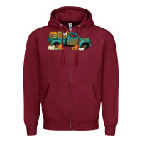 Burgundy pumpkin farm truck no background Zipper Hoodie - Jasminsmagicworld