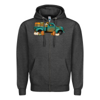 Charcoal Heather pumpkin farm truck no background Zipper Hoodie - Jasminsmagicworld