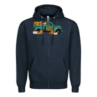 Navy pumpkin farm truck no background Zipper Hoodie - Jasminsmagicworld