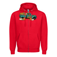 Red pumpkin farm truck no background Zipper Hoodie - Jasminsmagicworld