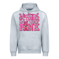 Heather Grey In October We Wear Pink with Gnome Urban Hoodie - texasbilliewilder