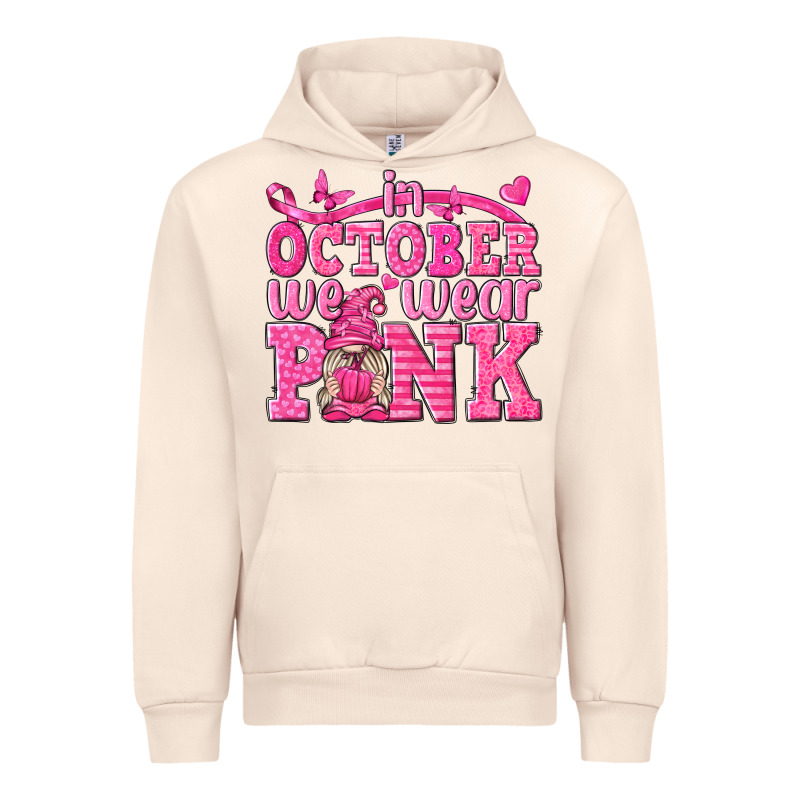 In October We Wear Pink With Gnome Urban Hoodie by texasbilliewilder | Teevron
