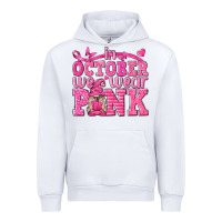 White In October We Wear Pink with Gnome Urban Hoodie - texasbilliewilder