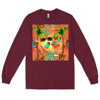 Burgundy summer slipper and cocktail seamless pattern Long Sleeve Tee - BundleAndBundleShop
