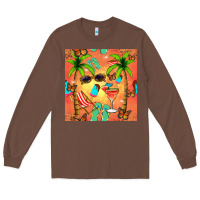 Chestnut summer slipper and cocktail seamless pattern Long Sleeve Tee - BundleAndBundleShop