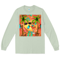 Matcha summer slipper and cocktail seamless pattern Long Sleeve Tee - BundleAndBundleShop