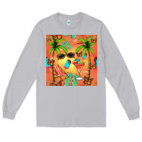 Moon Dust summer slipper and cocktail seamless pattern Long Sleeve Tee - BundleAndBundleShop