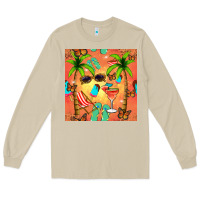 Mushroom summer slipper and cocktail seamless pattern Long Sleeve Tee - BundleAndBundleShop