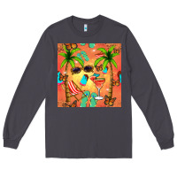 Smoke summer slipper and cocktail seamless pattern Long Sleeve Tee - BundleAndBundleShop