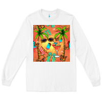 White summer slipper and cocktail seamless pattern Long Sleeve Tee - BundleAndBundleShop