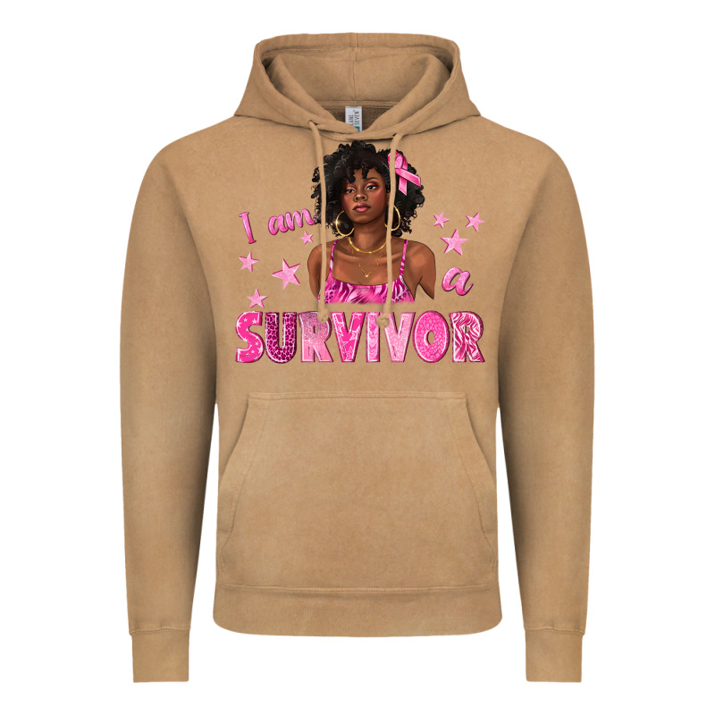 I Am A Survivor Breast Cancer With Afro Woman Vintage Hoodie by texasbilliewilder | Teevron