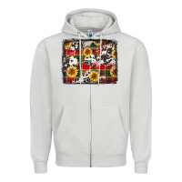 Dove Grey cowhide sunflowers candy canes Zipper Hoodie - Jasminsmagicworld