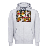 Heather Grey cowhide sunflowers candy canes Zipper Hoodie - Jasminsmagicworld