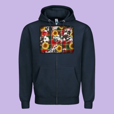 Cowhide Sunflowers Candy Canes Zipper Hoodie Designed By Jasminsmagicworld