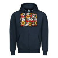 Navy cowhide sunflowers candy canes Zipper Hoodie - Jasminsmagicworld
