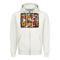 Oatmeal Heather cowhide sunflowers candy canes Zipper Hoodie - Jasminsmagicworld